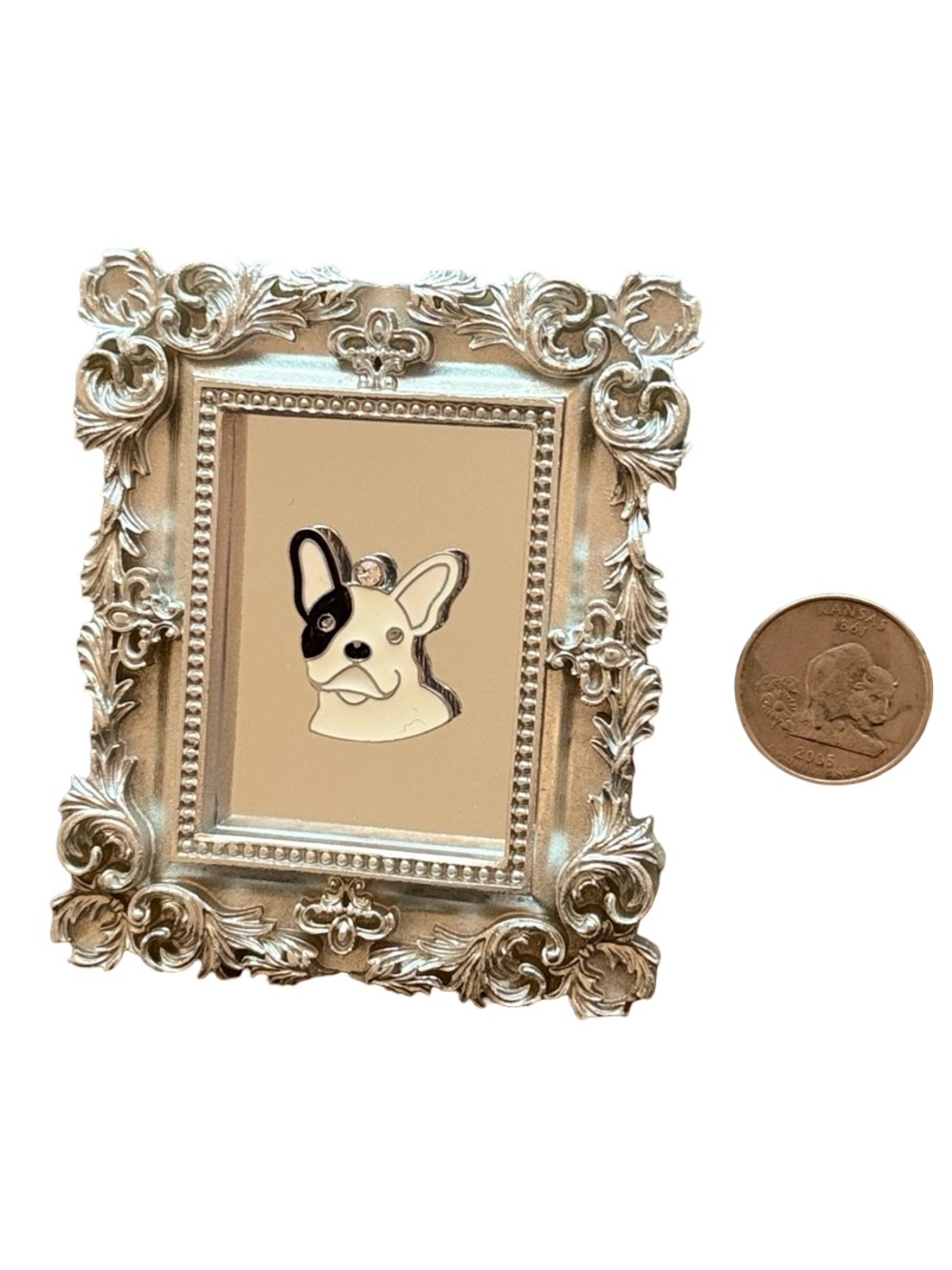 Silver Framed French Bulldog Mini Art | Easel & Magnets Included - Picture 5 of 9